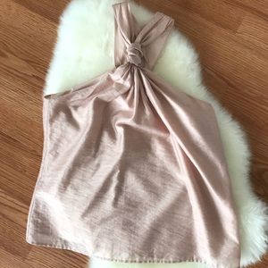Joie pink silky knotted halter tank GUC